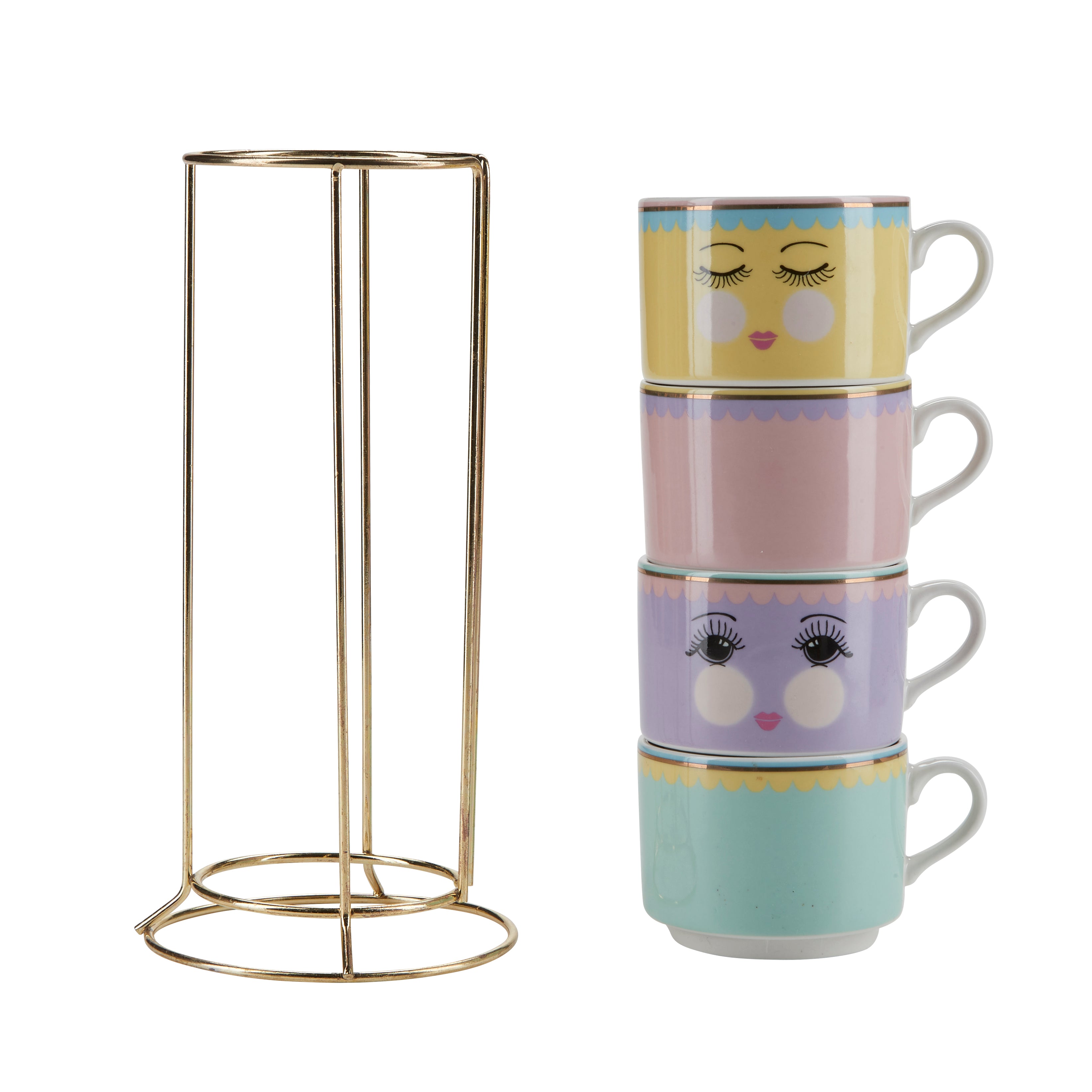 Kopper i stativ - farvet, 4 stk.